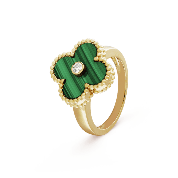 18K Vintage Alhambra Malachite Ring