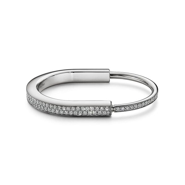 18K T Lock Bangle Full Pavé Diamonds Bracelet - 图片 3