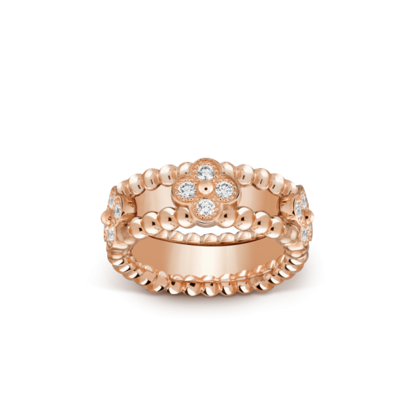 18K Rose Gold Perlée Clovers Ring - 图片 2