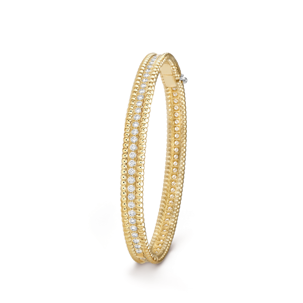 18K Yellow Gold Perlée Diamonds One Row Bracelet