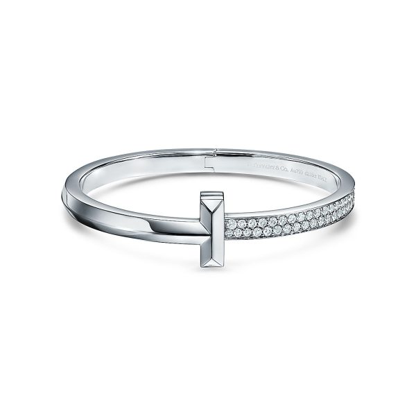 18K T1 Wide Diamond Hinged Bracelet - 图片 2
