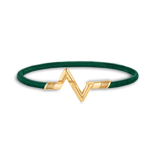 18K Louis Volt Upside Down Play Green Bracelet