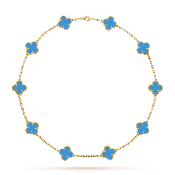 18K Vintage Alhambra Agate 10 Motifs Necklace