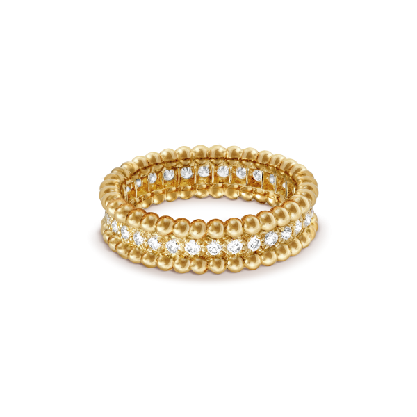 18K Yellow Gold Perlée Diamonds Ring - Image 3