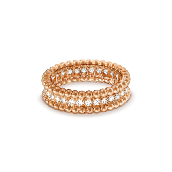18K Rose Gold Perlée Diamonds Ring - 图片 2