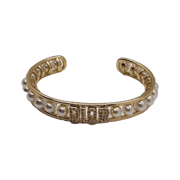18K CD Pearl Open Cuff Bracelet