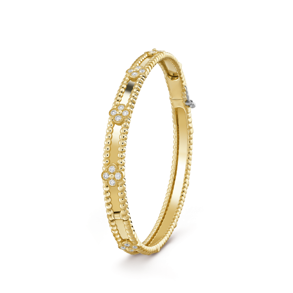 18K Yellow Gold Perlée Sweet Clovers Small Bracelet