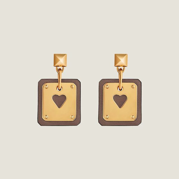 18K As De Coeur Brown H Earrings