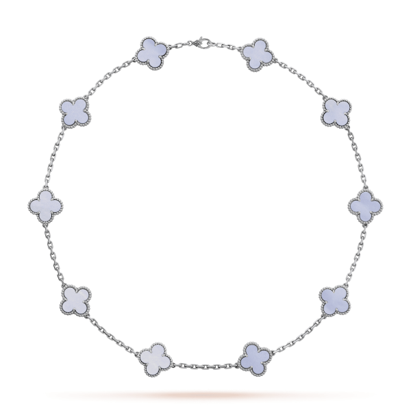 18K Vintage Alhambra Chalcedony 10 Motifs Necklace