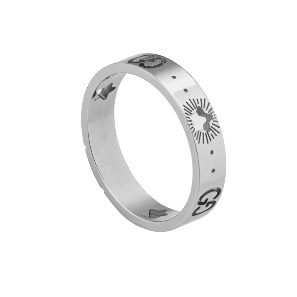 18K Double G White Gold Ring