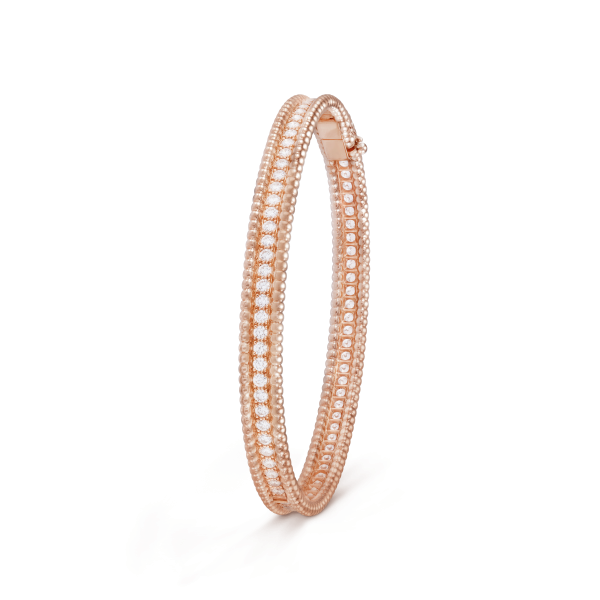 18K Rose Gold Perlée Diamonds One Row Bracelet