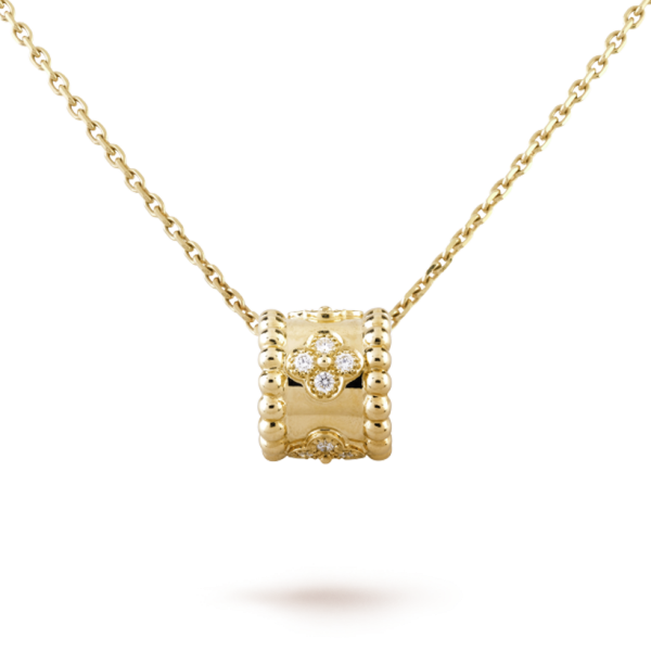 18K Yellow Gold Perlée Clovers Pendant Necklace