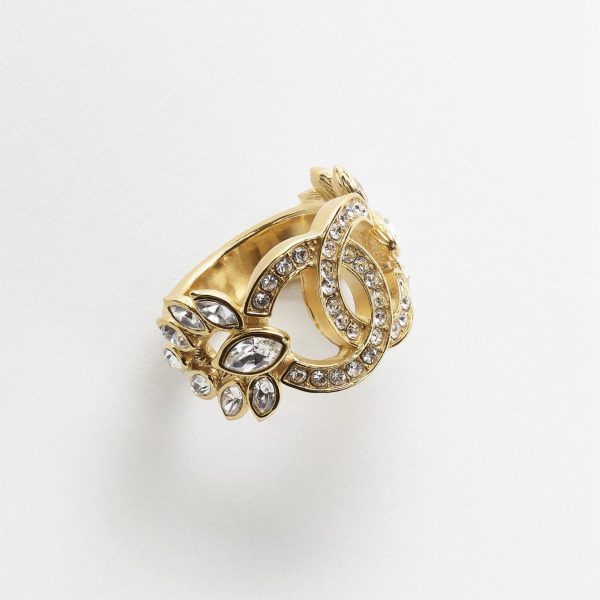 18K CC Flower Crystals Ring - 图片 2