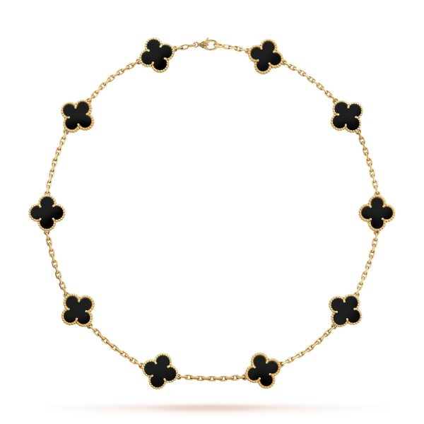 18K Vintage Alhambra Black 10 Motifs Clover Necklace