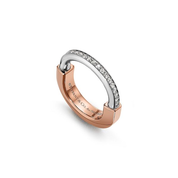 18K T Lock Diamond Rose Gold Ring - 图片 2