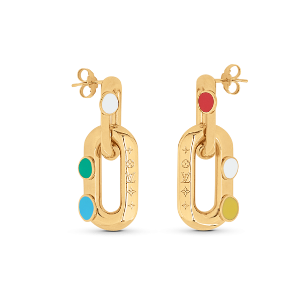 18k Louis x YK LV Edge Painted Dots Earrings