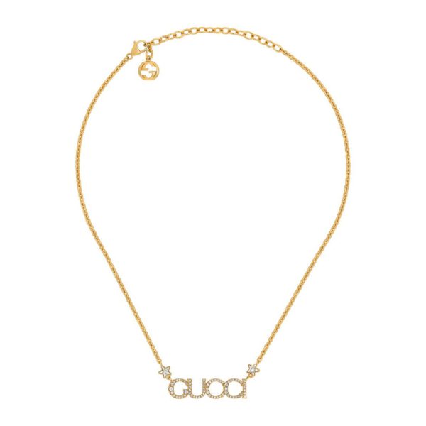 18K Double G Embellished Script Letter Necklace