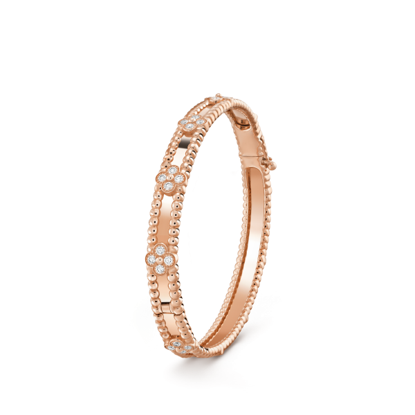 18K Rose Gold Perlée Sweet Clovers Small Bracelet
