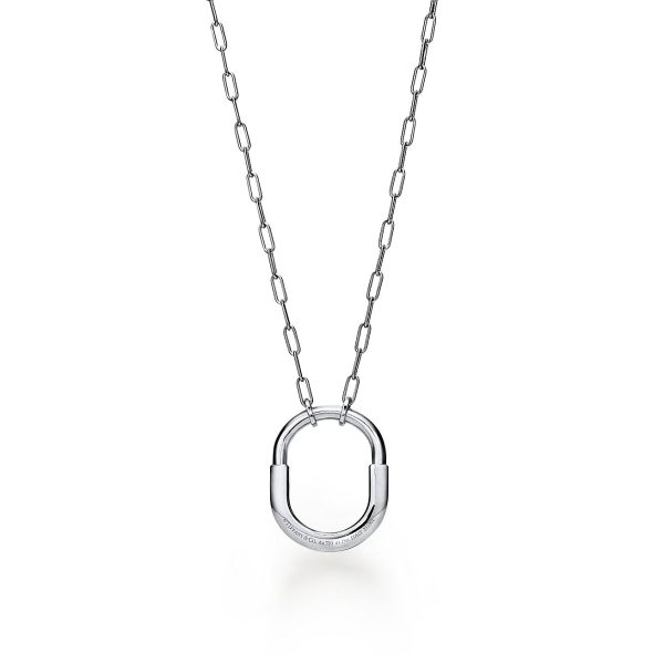 18K T Lock Pendant Pavé Diamonds Necklace - 图片 4