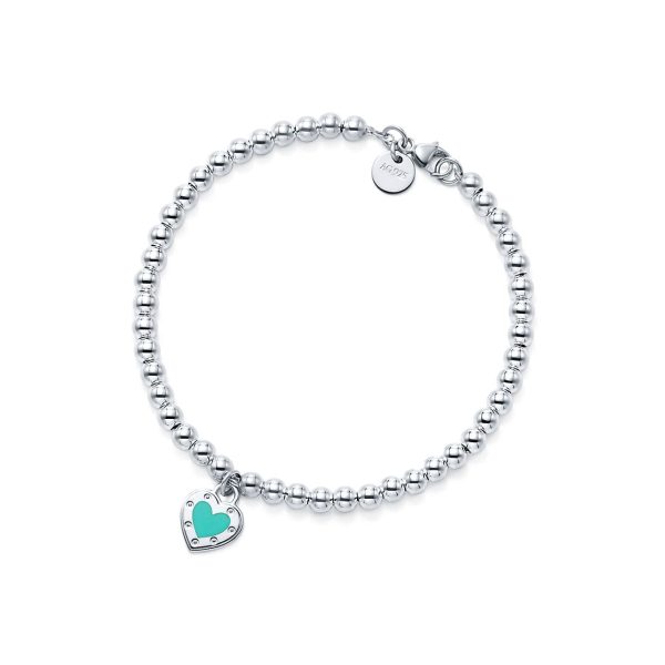 18K Return to Tiffany Love Blue Heart Tag Bead Bracelet