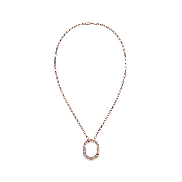 18K T Lock Pendant Pavé Diamonds Necklace - 图片 3