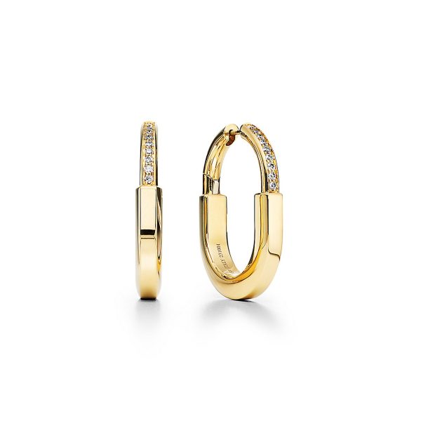 18K T Lock Diamonds Medium Earrings - 图片 3