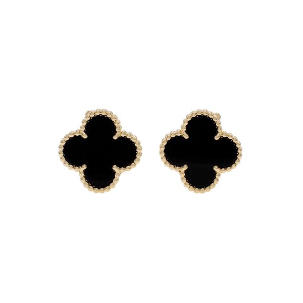 18k Vintage Alhambra Black Earrings