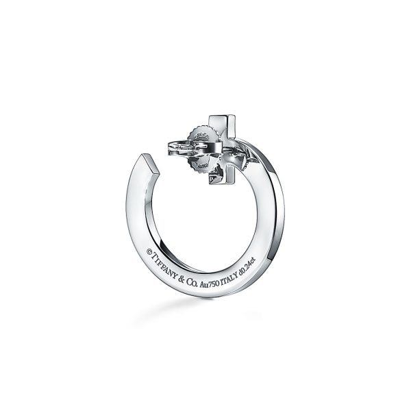 18K T T1 Open Hoop White Gold Earrings - 图片 5