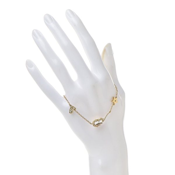 18K CD Crystal Heart Station Charms Bracelet - 图片 2