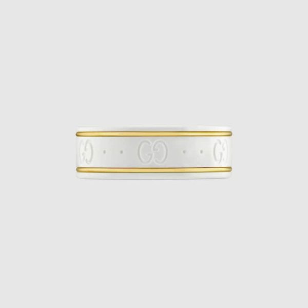18K Double G Icon White Zirconia Ring - 图片 2