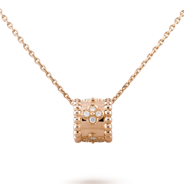 18K Rose Gold Perlée Clovers Pendant Necklace