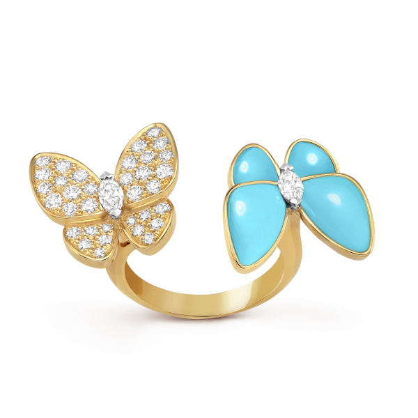18K Two Butterfly Between the Finger Turquoise Ring - 图片 3