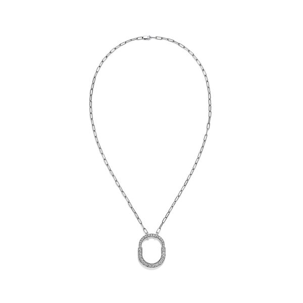 18K T Lock Pendant Pavé Diamonds Necklace - 图片 2