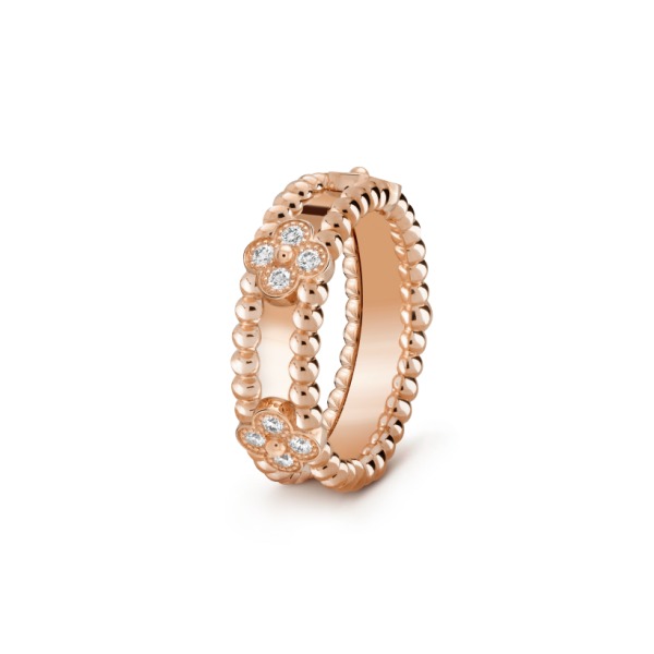 18K Rose Gold Perlée Clovers Ring