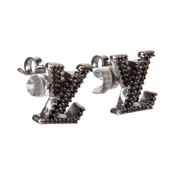 18k Louis Iconic Black Crystal Stud Earrings - 图片 3