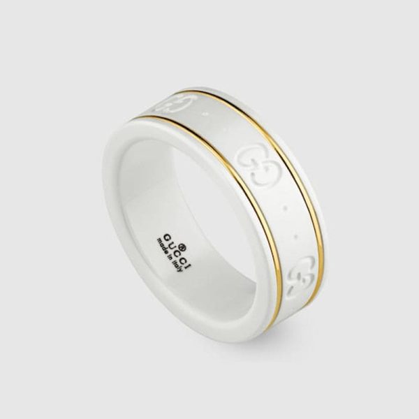 18K Double G Icon White Zirconia Ring