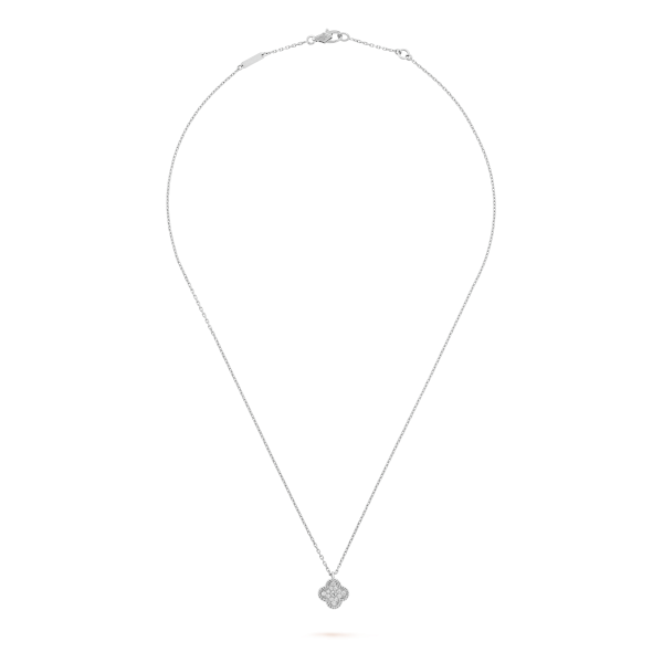 18K White Gold Sweet Alhambra Diamond Necklace - Image 2