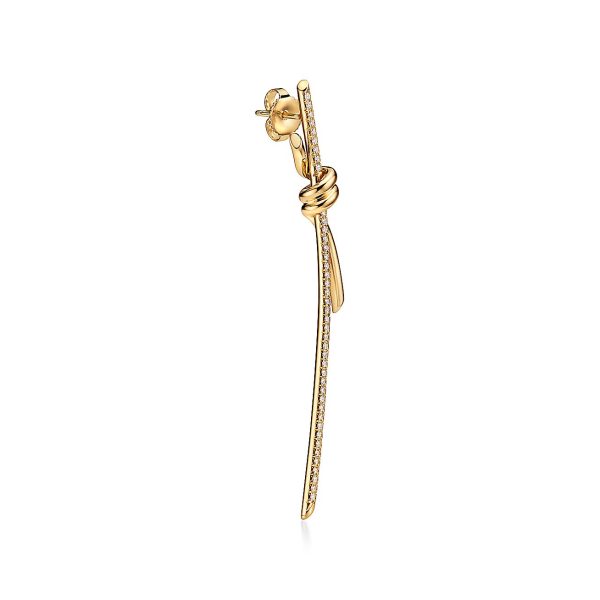 18K T Knot Drop Diamonds Earrings - 图片 6