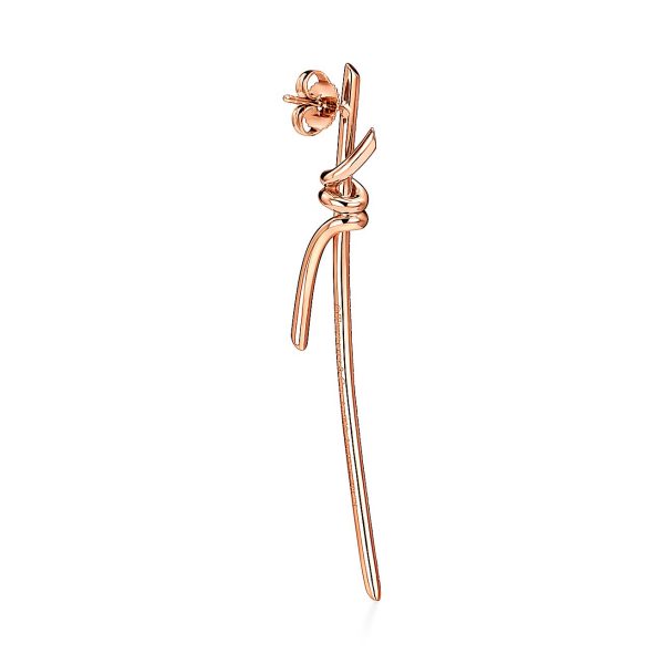 18K T Knot Drop Diamonds Earrings - 图片 5