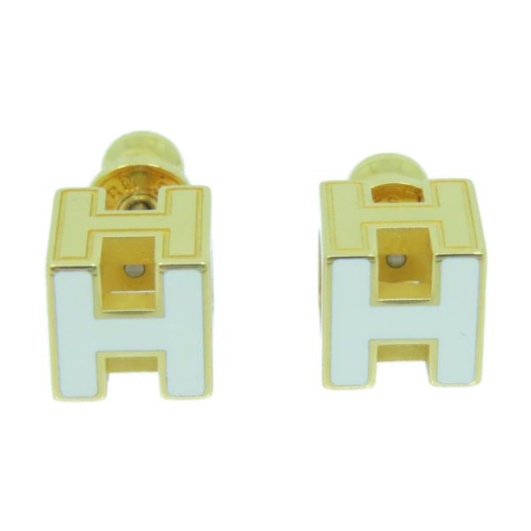 18K Cage D'H White H Earrings - Image 4