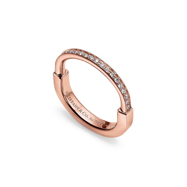 18K T Lock Diamonds Rose Gold Ring - 图片 3