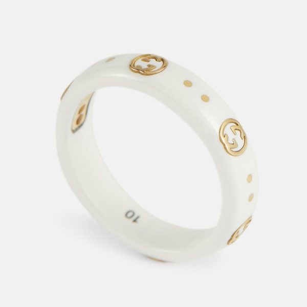 18K Double G Icon White Zirconia Ring - 图片 3