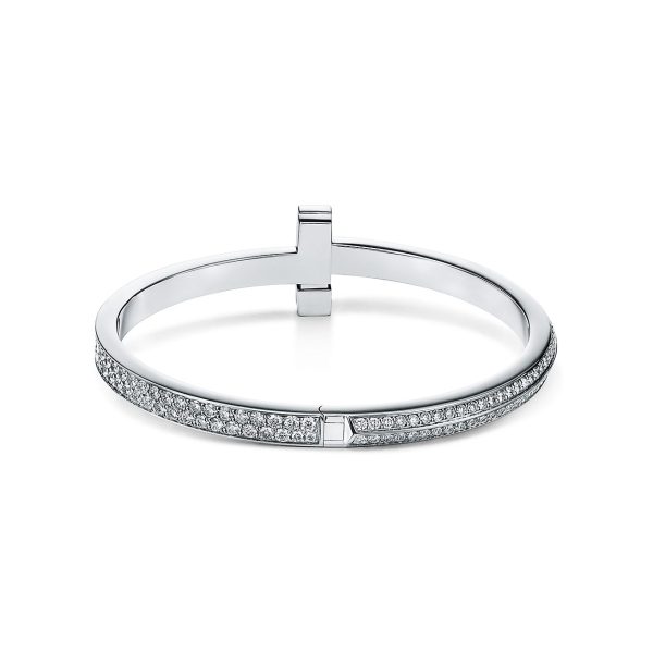 18K T1 Wide Diamond Hinged Bangle Bracelet - 图片 10