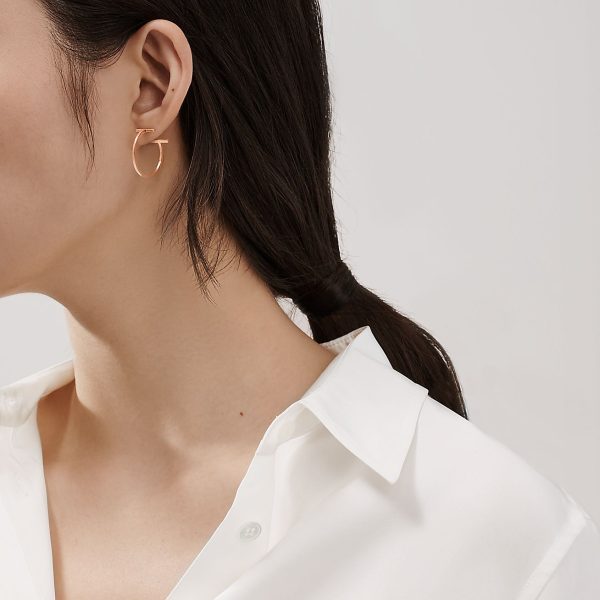 18K T Hoop Earrings - 图片 3