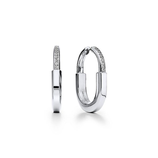 18K T Lock Diamonds Medium Earrings - 图片 2