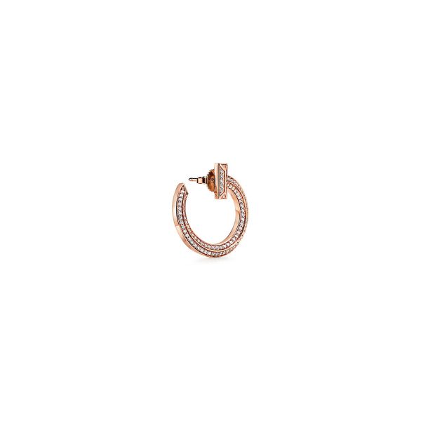 18K T T1 Open Hoop Rose Gold Earrings - 图片 8