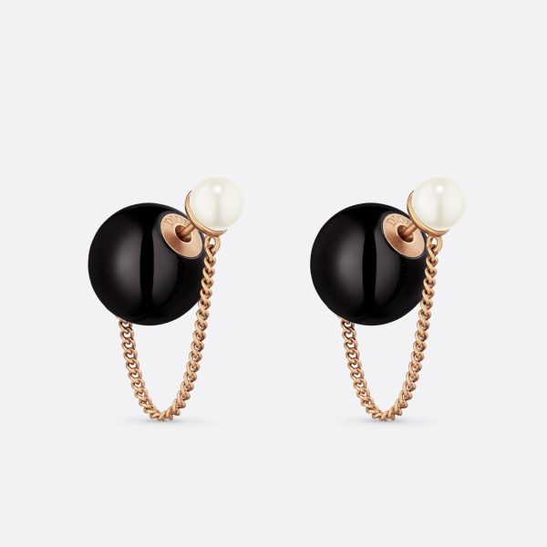 18K CD Tribales Black Resin Pearl Earrings