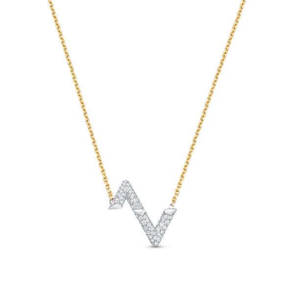 18K Louis Volt Upside Down Pendant Necklace