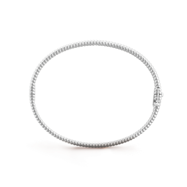 18K White Gold Perlée Diamonds One Row Bracelet - 图片 7