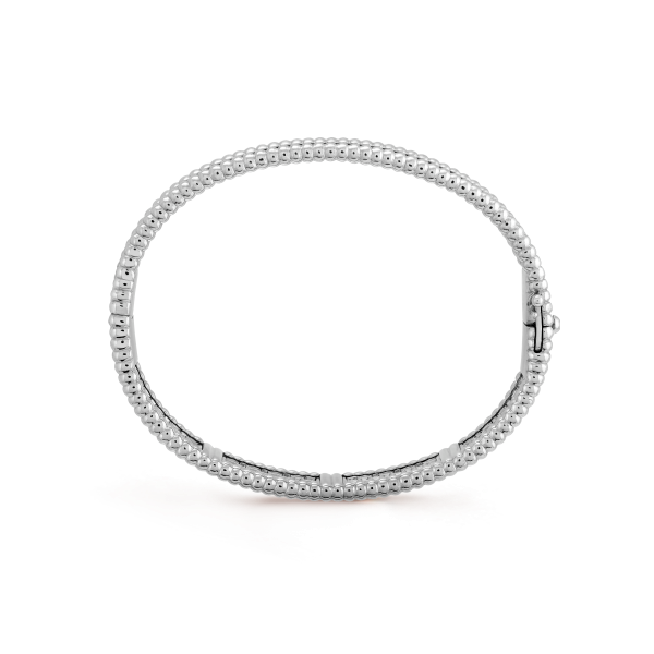 18K White Gold Perlée Diamonds Three Rows Bracelet - 图片 5